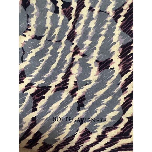 Bottega Veneta Silk Scarf Abstract Print Black Blue Beige Made in Italy - Picture 5 of 5